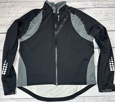 #ad Sugoi Mens Front Zip Waterproof Cycling Jacket 2XL Black Vented Reflective
