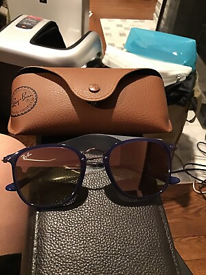 #ad Authentic Brand New Ray Ban Blue Frame Sunglass With Case And Cloth