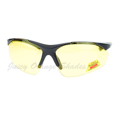 #ad Polarized Lens Night Driving Sunglasses Half Rim Sport Frame