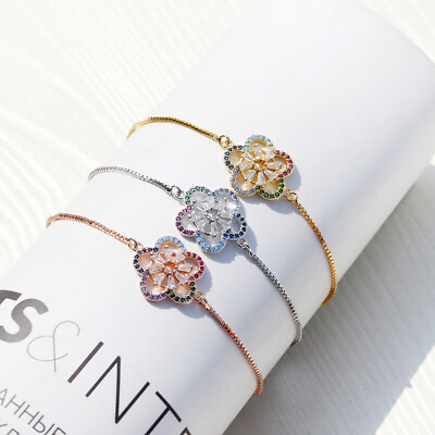 #ad Trendy Flower Bracelets for Women Charm Zircon Party Friendship Jewelry Gift