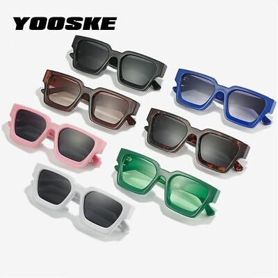 #ad Retro Rectangle Sunglasses for Women Men Chunky Square Thick Frame Glasses UV400