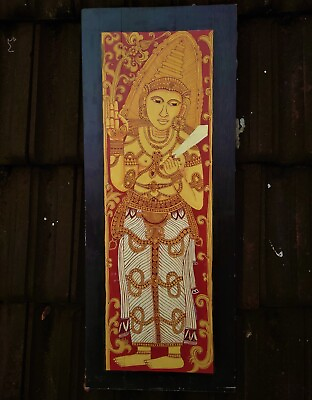 #ad Hand Painted Sri Lankan Traditional wall Decorative Art wood “MURA DEWATHAWAN”