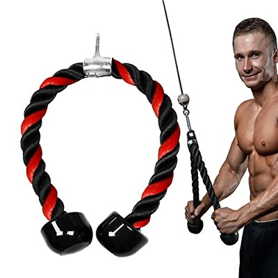 #ad Tricep Rope Cable Attachment Pulldown Exercise Heavy Duty Long Handle Nylon Rope