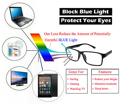 #ad Blue Light Blocking Glasses Computer Gaming Retro Eyewear Vision Care Protection