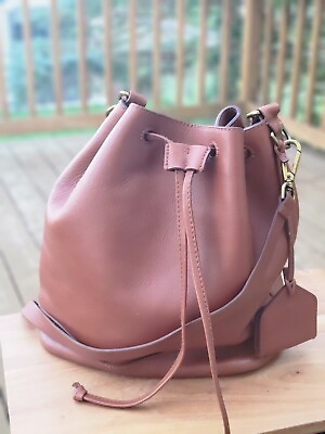 #ad Madewell Women’s Brown Leather Drawstring Bucket Bag Lafayette Handbag Tote