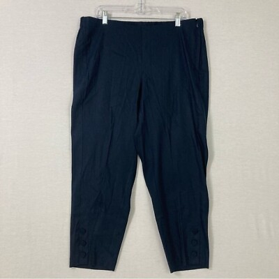 #ad New J. Jill Navy Linen Stretch Size Zip Button Detail Crop Pants size XL