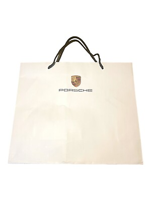 #ad Porsche White Empty Paper Shopping Bag 16.5”x14”x5.75” Gift Logo Christmas