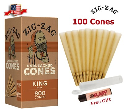 #ad Zig Zag® Unbleached Paper Cones King Size 100 Pack amp; Free Clipper Lighter US