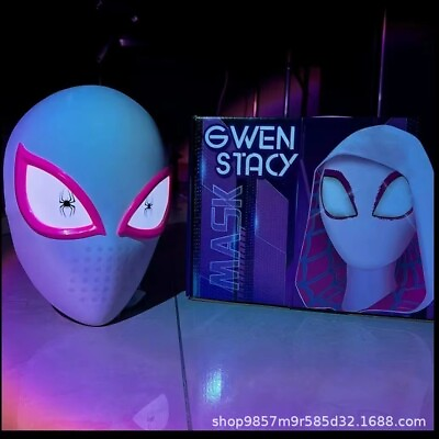 #ad Spider Man Gwen Touch Glow Mask Miles Morales Electric Mask Remote Control Eyes