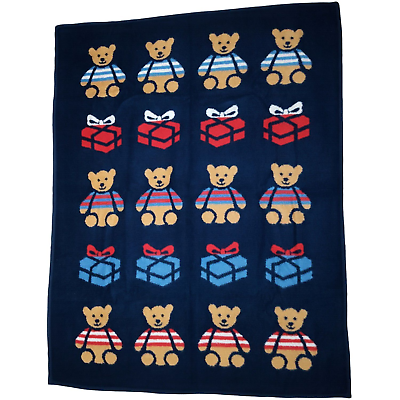 #ad Vintage Crown Crafts 1986 Bed Throw Multicolor Teddy Bear Blanket 60x80