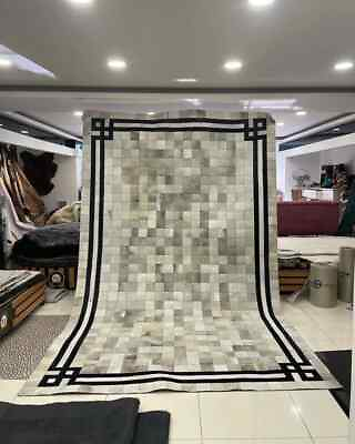 #ad New Leather Carpet Cowhide Skin Hair Design Handmade Studio Leather Natural rug