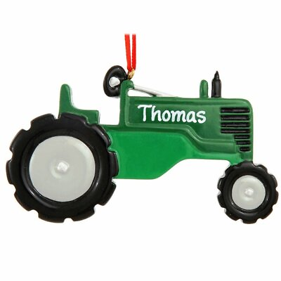#ad Tractor Green Personalized Christmas Tree Ornament