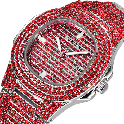 #ad Luxury Women Dress Watch Full Rhinestone Ceramic Crystal Dial Band Quartz Watch