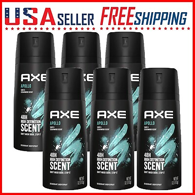 #ad Axe Spray Apollo Men Deodorant Body Spray Fresh 150ml 5 oz x 6 Pack
