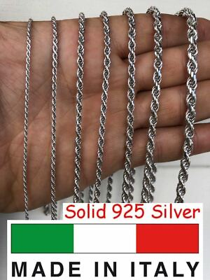 #ad Men#x27;s Women#x27;s Real Solid 925 Sterling Silver Rope Chain 1.5 5mm 16quot; 30quot; ITALY