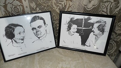 #ad VINTAGE GONE WITH THE WIND SKETCH PRINTS IN BLACK FRAMES SIGNED DARIUS HILL SET