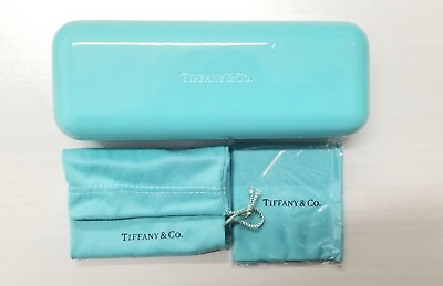 #ad Tiffany amp; Co. Clamshell Eyeglasses CASE Cloth SACK and Cleaning CLOTH Green