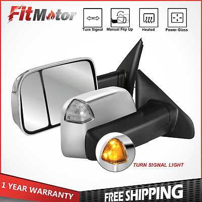 #ad Chrome Power Heated Tow Mirrors For 02 09 Dodge Ram 1500 2500 3500 LeftRight