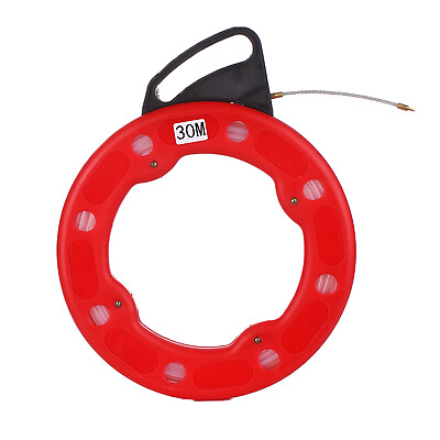 #ad 30M Fiberglass Fish Tape Reel Puller Conductive Electrical Cable Puller Q3Z7 C $53.88