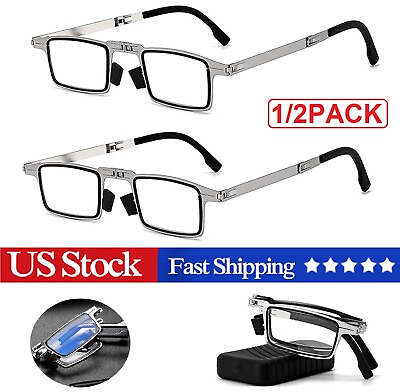 #ad 1 2PCS Ultra light Foldable Reading Glasses Portable Anti blue Glasses with case