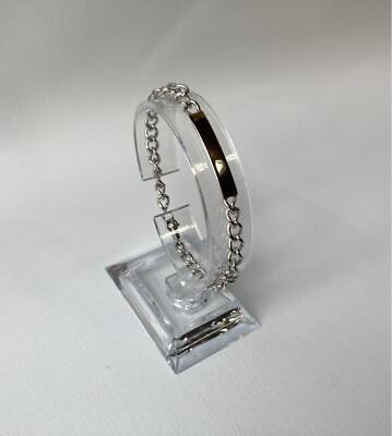 #ad Celine ID Bar Plate Link Chain Silver Bracelet Ag925 Ladies Unisex Accessories