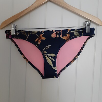 #ad Triangl Neoprene Bikini Swim Bottom Navy Blue Floral Size M