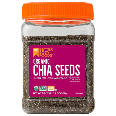 #ad BetterBody Foods Organic Chia Seeds with Omega 3 Non GMO 2 Pound US Stock NEW US