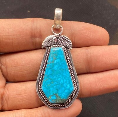 #ad Turquoise Gemstone Pendant 925 Sterling Silver Handmade Pendant Jewelry Gift