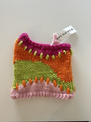 #ad NWT Hope Macaulay Love Chunky Knit Wave Mini Skirt Pink Merino Wool