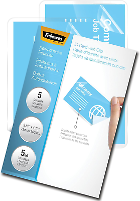 #ad Fellowes Self Adhesive Pouches Business Card Size 5 Mil 5 Pack 5220101