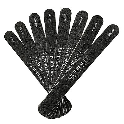 #ad 8 PCS Nail File Professional Double Sided 100 180 Grit Board Black Manicure Tool