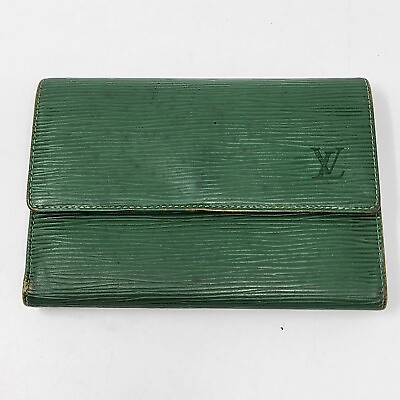 #ad Louis Vuitton Epi Pochette Portemonnaie Credit Green Leather Wallet Authentic