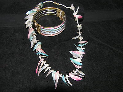 #ad Vintage DEMI Colorful Pastel Shell MOP Necklace amp; Bracelet