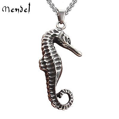 #ad MENDEL Mens Womens Stainless Steel Beach Seahorse Pendant Necklace Jewelry Charm
