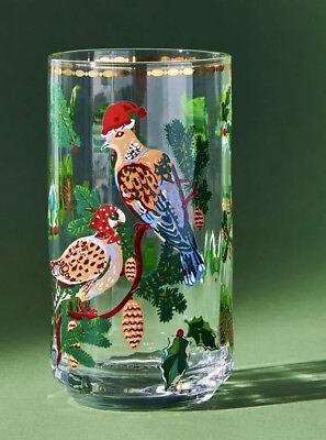 #ad NEW ANTHROPOLOGIE quot;TWELVE 12 DAYS OF CHRISTMASquot; BIRDS JUICE GLASS NATHALIE LETE