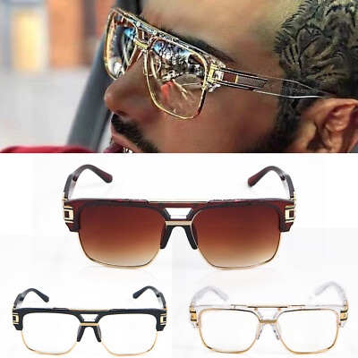 #ad Men Sunglasses Eyewear Designer Black Metal Frame Clear Vintage Hip Hop Fashion $10.88