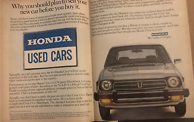#ad 1979 HONDA USED CARS 2 Page Magazine Ad Honda Civic CVCC Hatchback