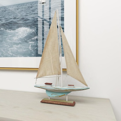 #ad Brown Wood Sail Boat Sculpture