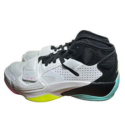 #ad Nike Jordan Zion 2 White Volt Black Dynamic Turq DO9514 107 Grade School 5.5Y