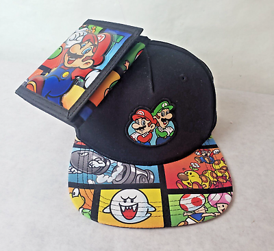 #ad Nintendo Super Mario amp; Luigi Hat amp; Wallet Youth Size New w Tags