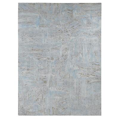 #ad 8#x27;9quot;x12#x27; Blue THE PAINT BRUSH Silk with Wool Hand Knotted Oriental Rug R87103