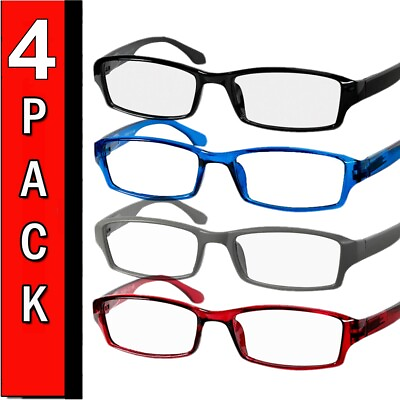 #ad 4 Pack Upgrade Reading Glasses Ultralight Reader Anti blue Glasses 1.0 4.0