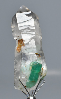 #ad 75 CT top green Emerald Crystal on and inside Quartz from Panjshir Afghanistan
