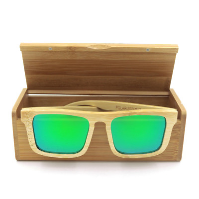 #ad Handmade Blue Green Bamboo Sunglasses Wooden Glasses Box Unisex Polarized UV400