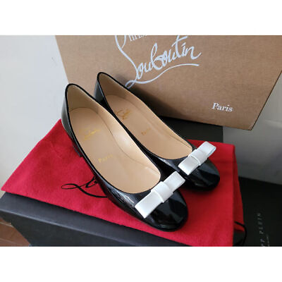 #ad Genuine Christian Louboutin Zerlisixty 35 Black Patent Leather Women Ballet Flat $550.00