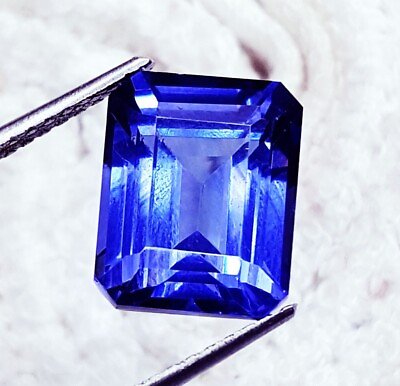 #ad 9 Ct Natural Blue Tanzanite Loose Gemstone Excellent Emerald Cut Certified L308
