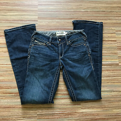 #ad Ariat REAL Denim Ocean Mid Rise Bootcut Whipstitch Jeans 28 XLong Tall
