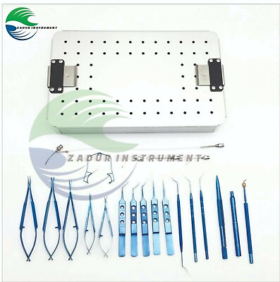 #ad 21pcs Ophthalmic Cataract Eye Micro Surgery Surgical Instruments with case box