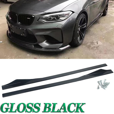 #ad For BMW 2 Series F22 F23 2014 2020 Glossy Black MP Side Skirts Extension Lip $114.99