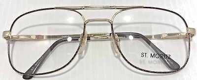 #ad VTG Aviator Style Eyeglasses Metal Frame Double Bridge Brown Marble Gold CARLO